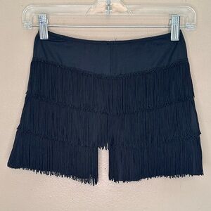 Weissman Girls Black High Waist Fringe Shorts Size Large 12/14